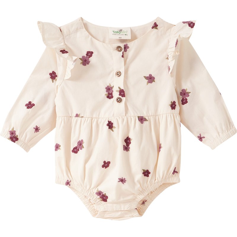 Baby Langarmbody mit Blumen-Stickerei
