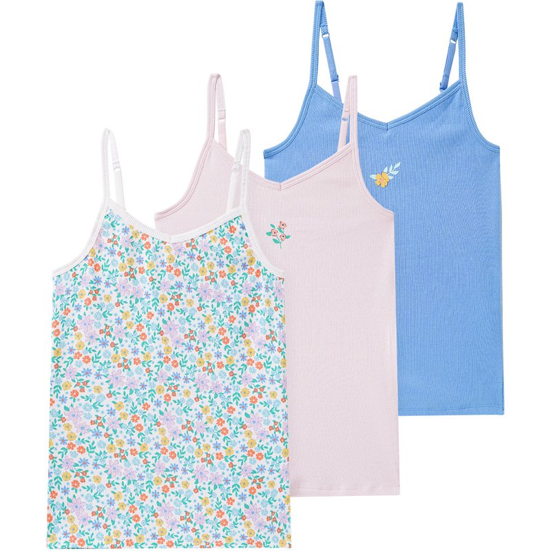 3 Mädchen Unterhemden mit Rippstruktur
