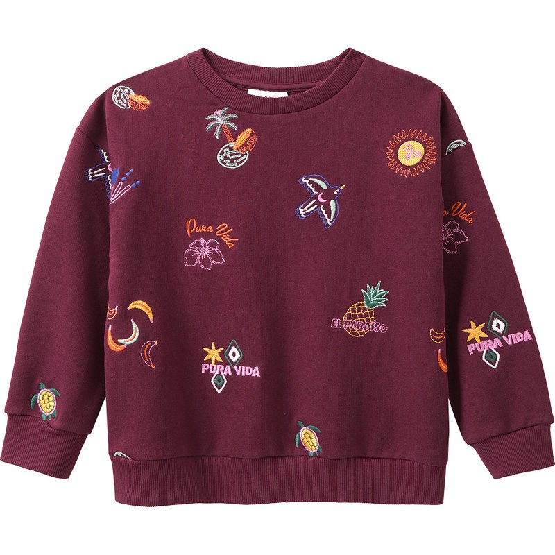 Mädchen Sweatshirt mit Allover-Stickerei