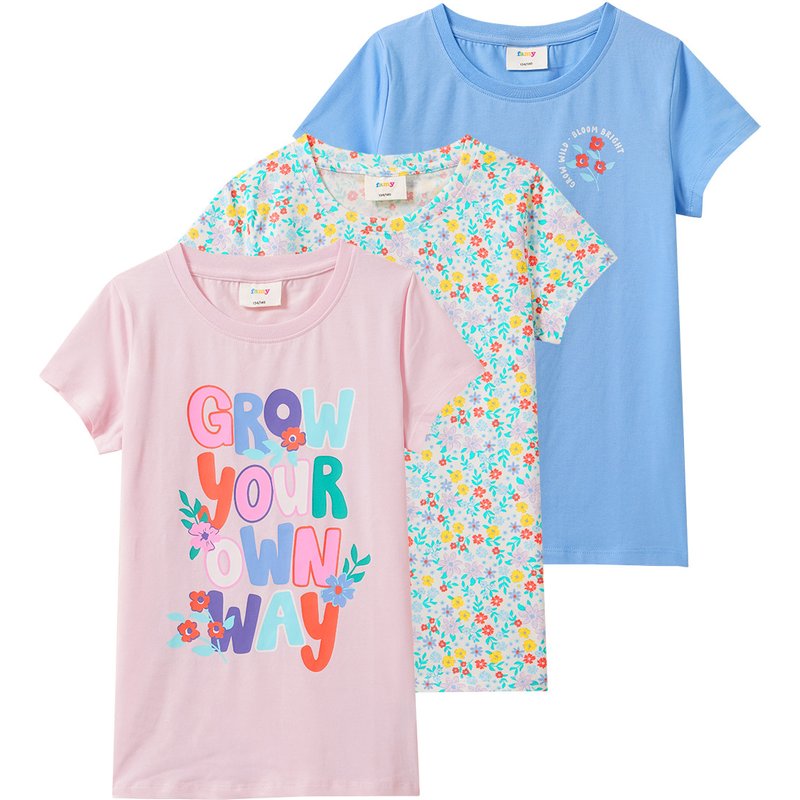 3 Mädchen T-Shirts mit bunten Motiven