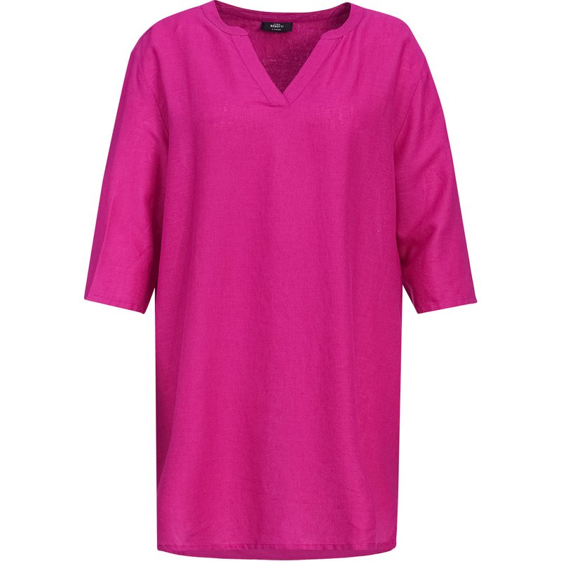 Damen Leinen-Longbluse mit V-Ausschnitt