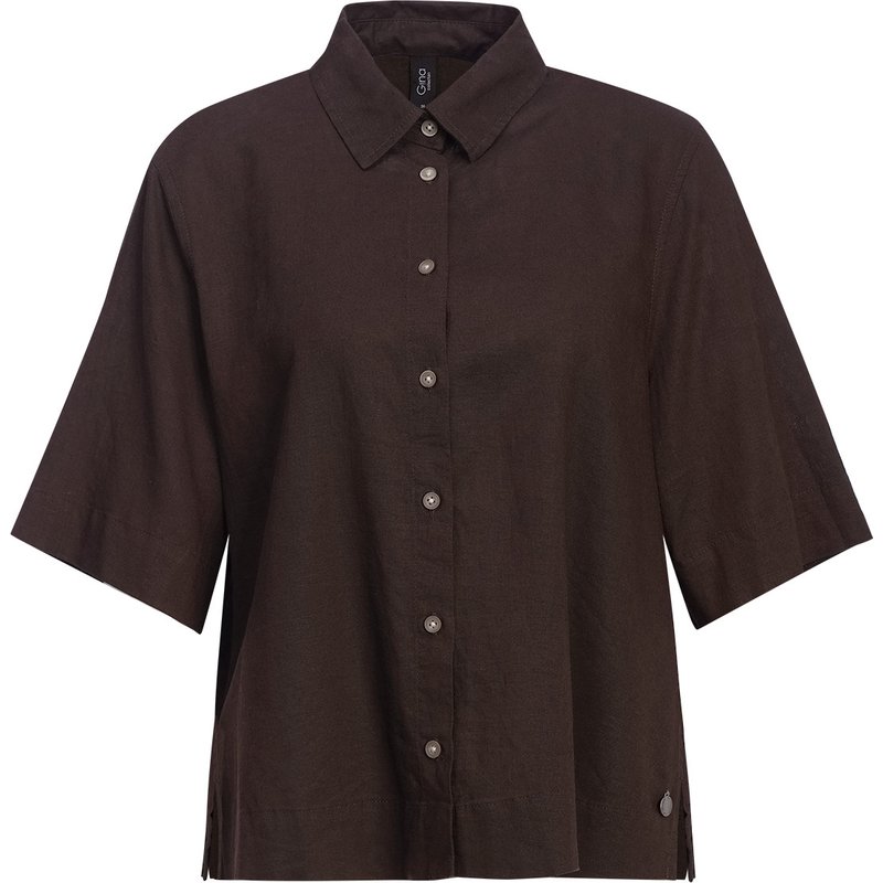 Damen Leinen-Bluse mit Hemdkragen