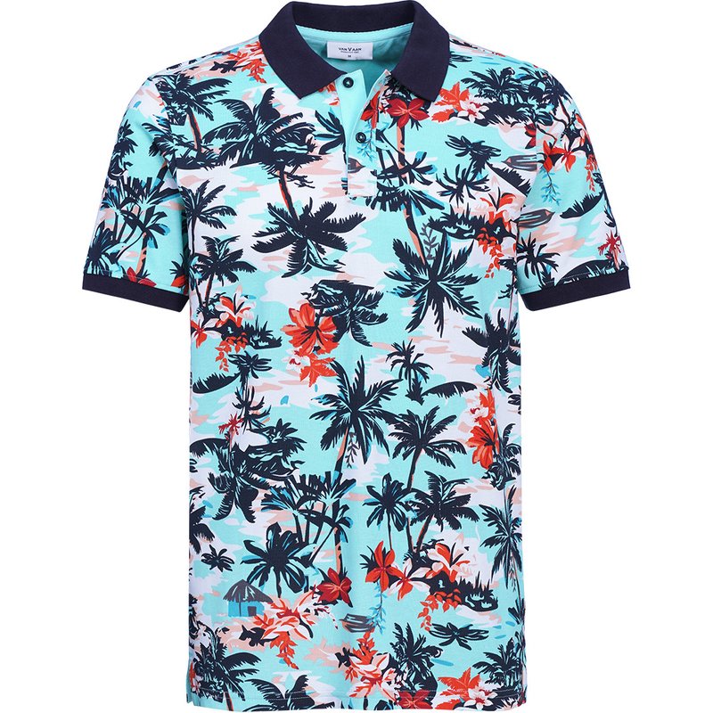Herren Poloshirt mit Palmen-Allover