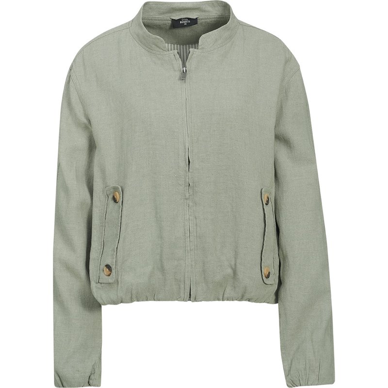 Damen Leinen-Blouson in Unifarben