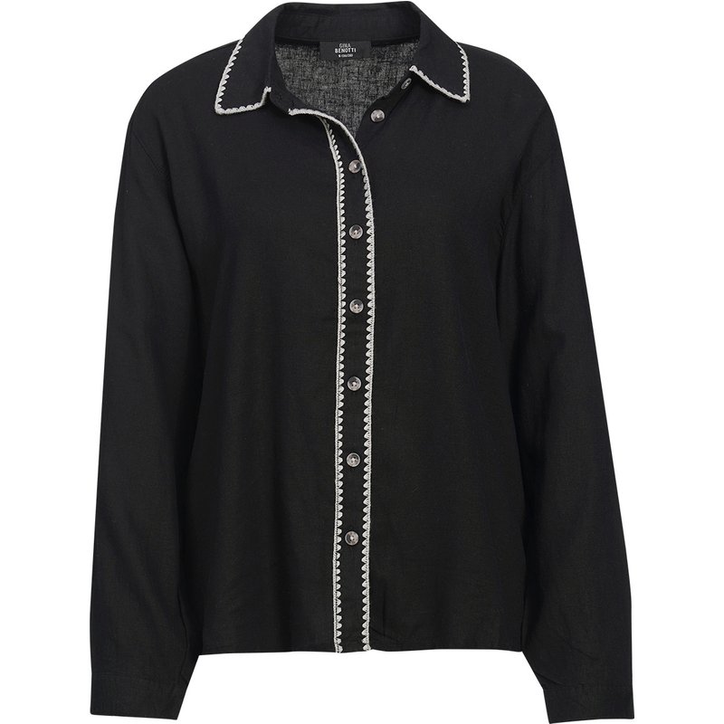 Damen Leinen-Bluse mit Knopfleiste