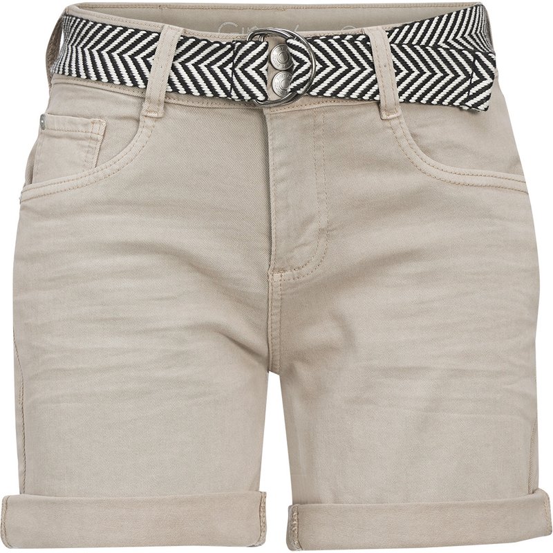 Damen Boyfriend-Jeansshorts mit Gürtel