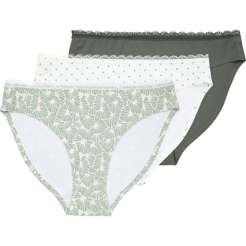 3 Damen Seamless-Slips im Muster-Mix