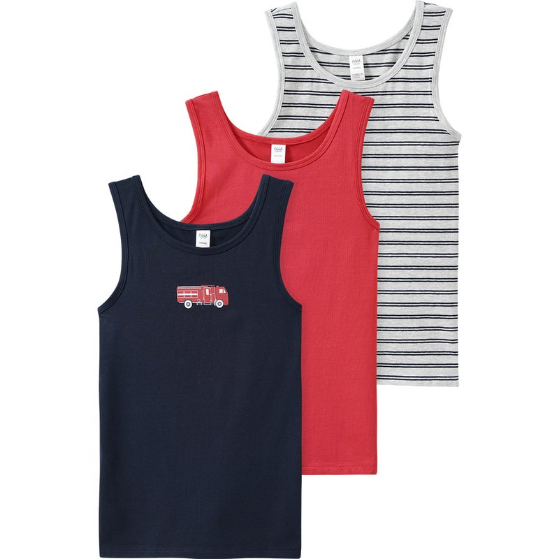 3 Jungen Unterhemden mit Feuerwehr-Motiven