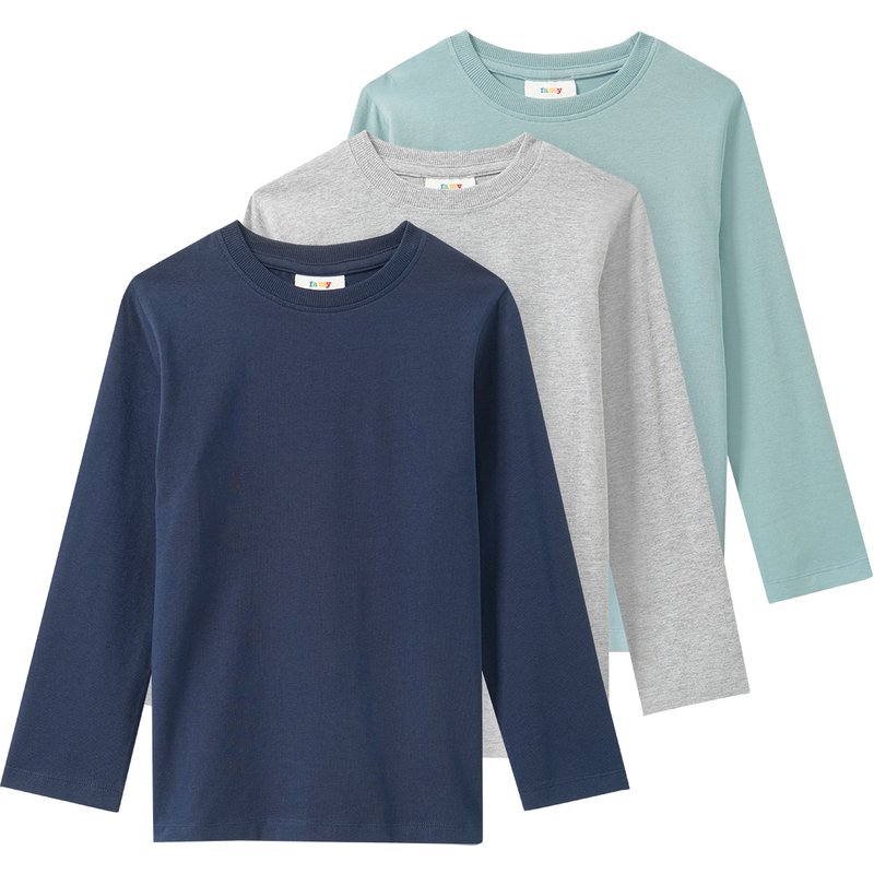 3 Jungen Langarmshirts im Basic-Look