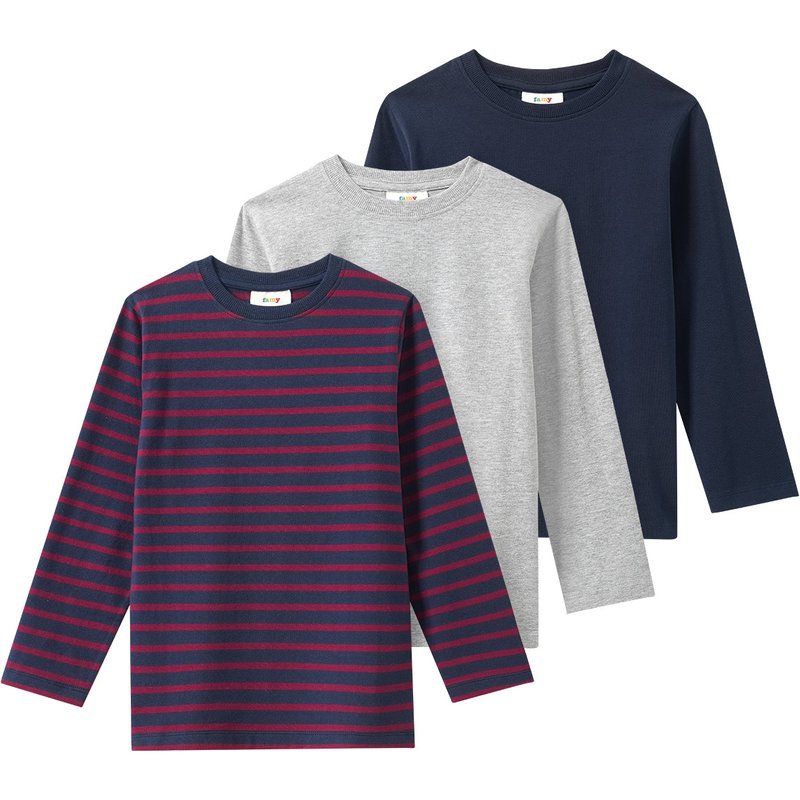 3 Jungen Langarmshirts im Basic-Look