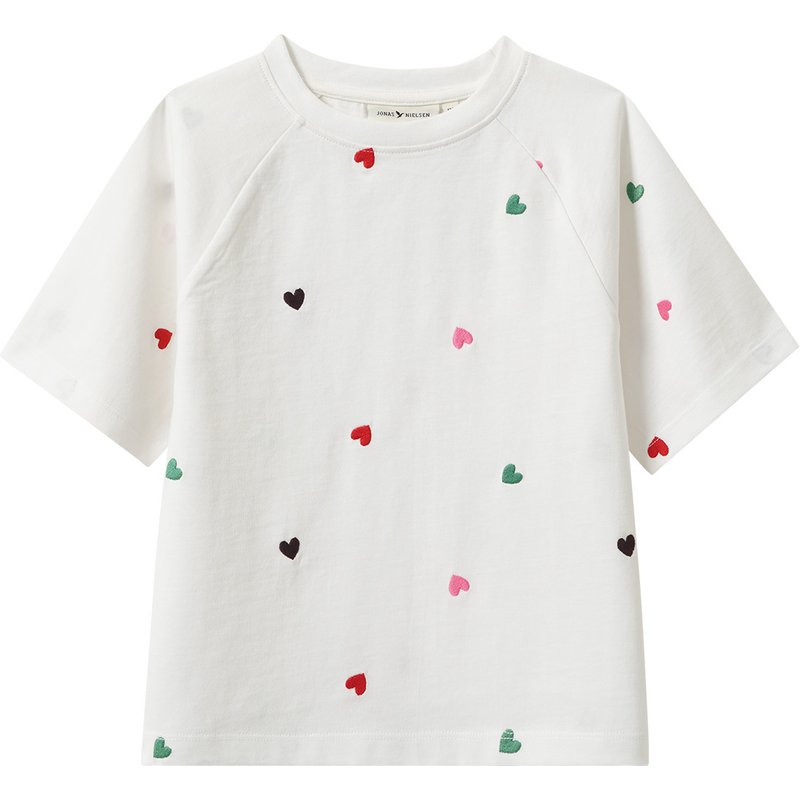 Mädchen T-Shirt mit Herz-Stickereien