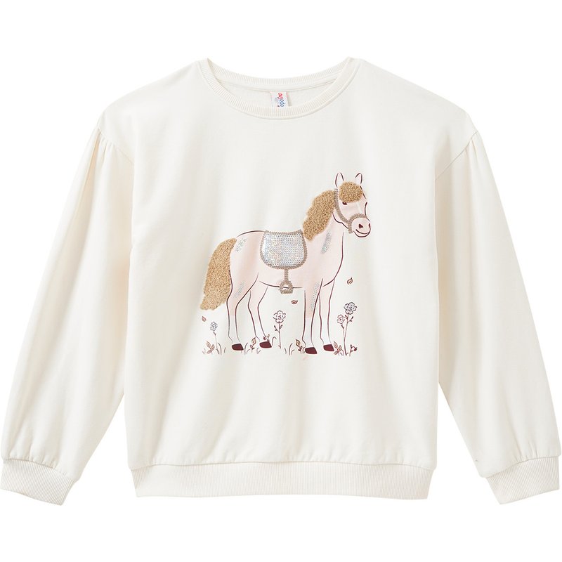 Mädchen Sweatshirt mit Pferde-Motiv