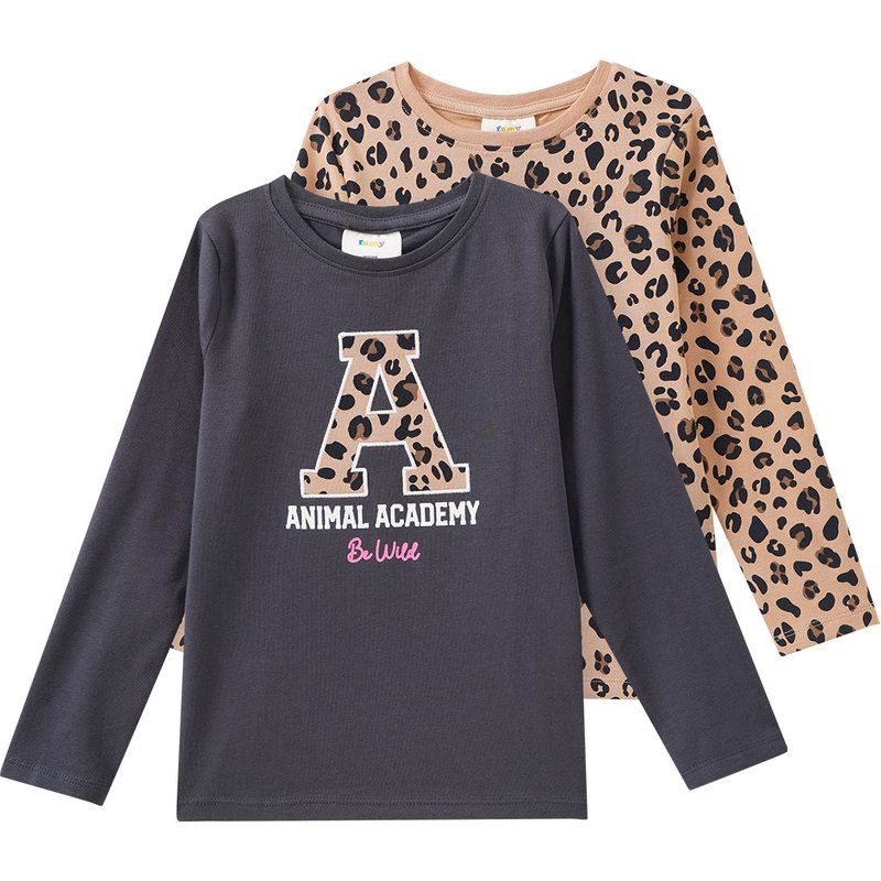 2 Mädchen Langarmshirts im Set