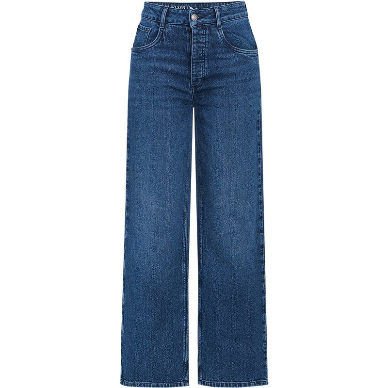 Damen Straight-Jeans mit weitem Bein