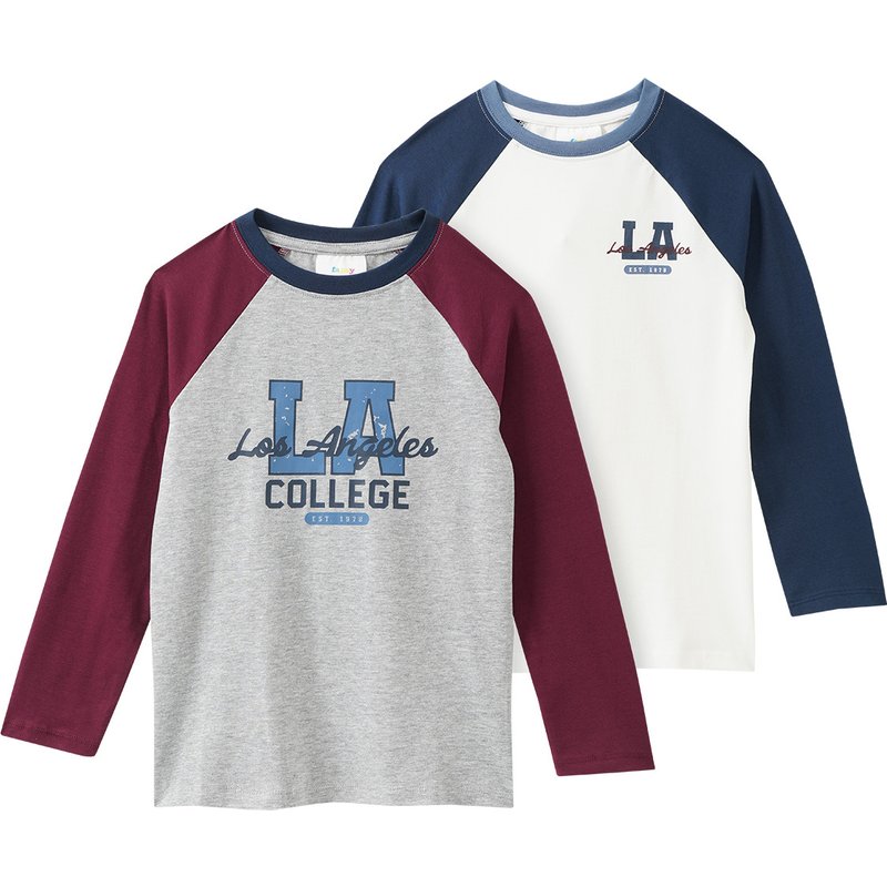 2 Jungen Langarmshirts mit Raglanärmeln