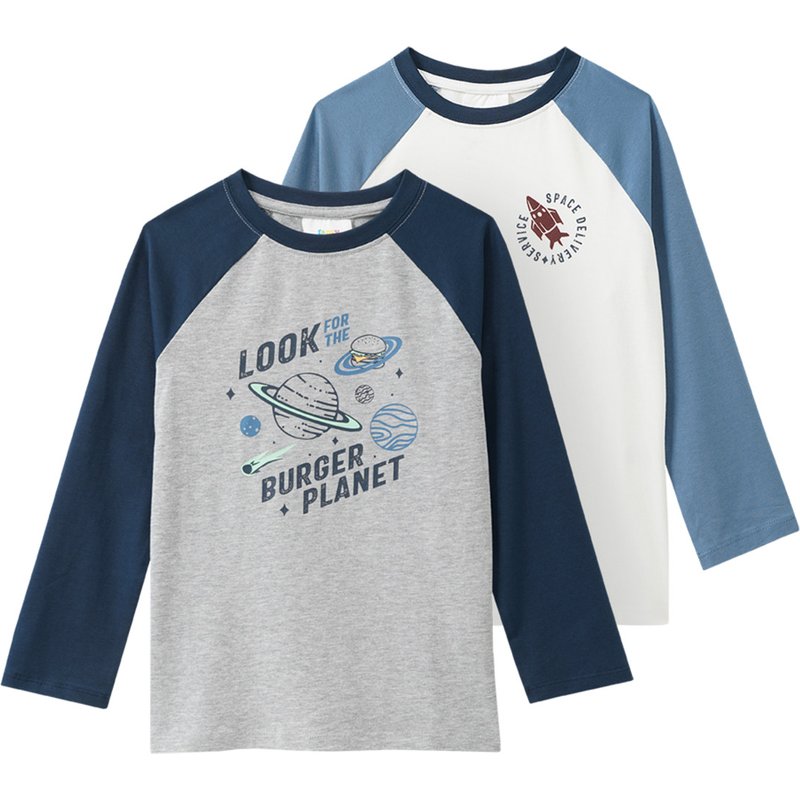 2 Jungen Langarmshirts mit Raglanärmeln