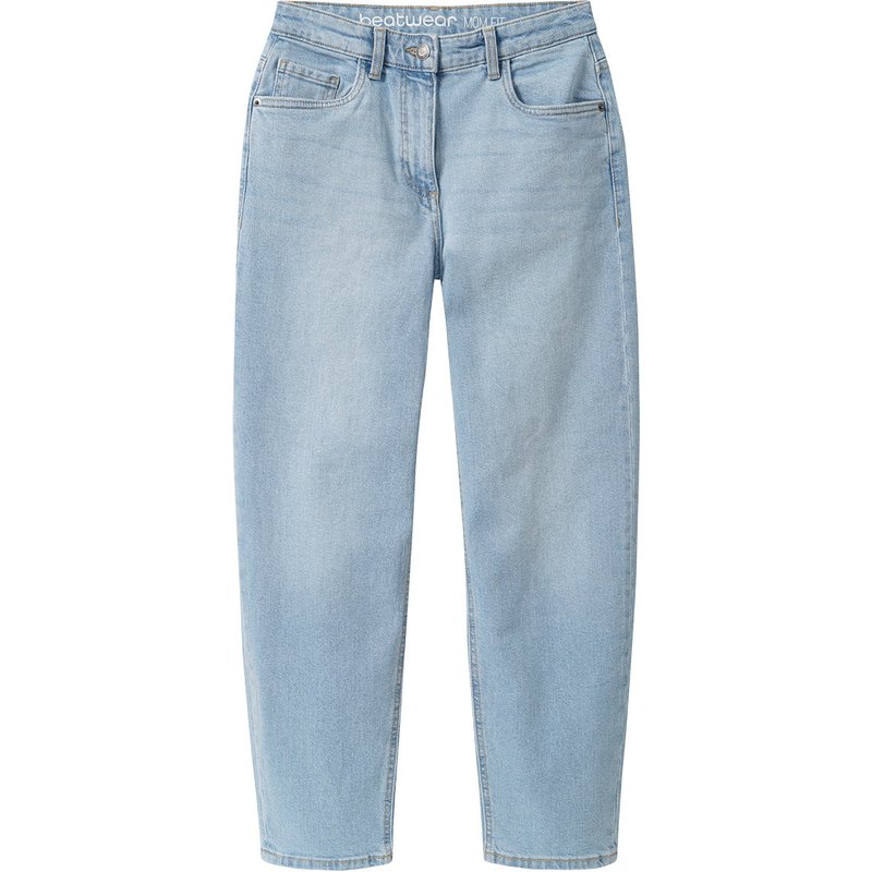 Mädchen Mom-Fit-Jeans mit verstellbarem Bund