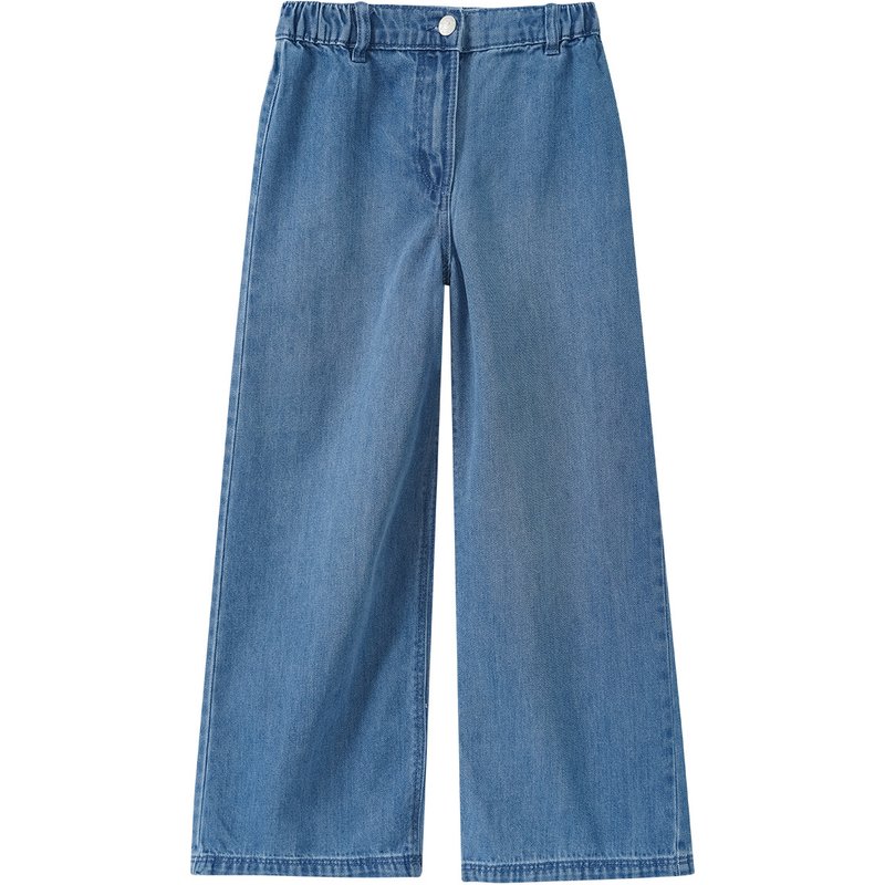 Mädchen Wide-Leg-Jeans mit Uesed-Waschung