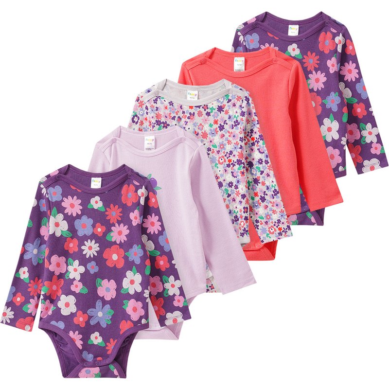 5 Baby Bodys mit Rippstruktur