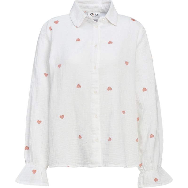Damen Musselin-Bluse mit Herz-Stickerei