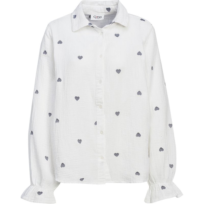 Damen Musselin-Bluse mit Herz-Stickerei