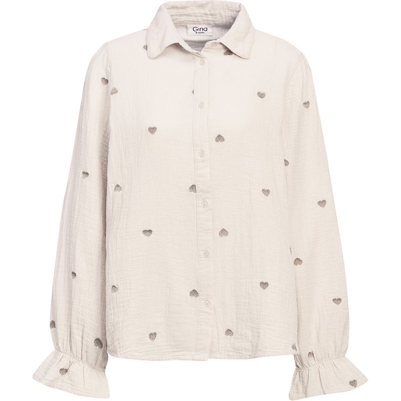 Damen Musselin-Bluse mit Herz-Stickerei