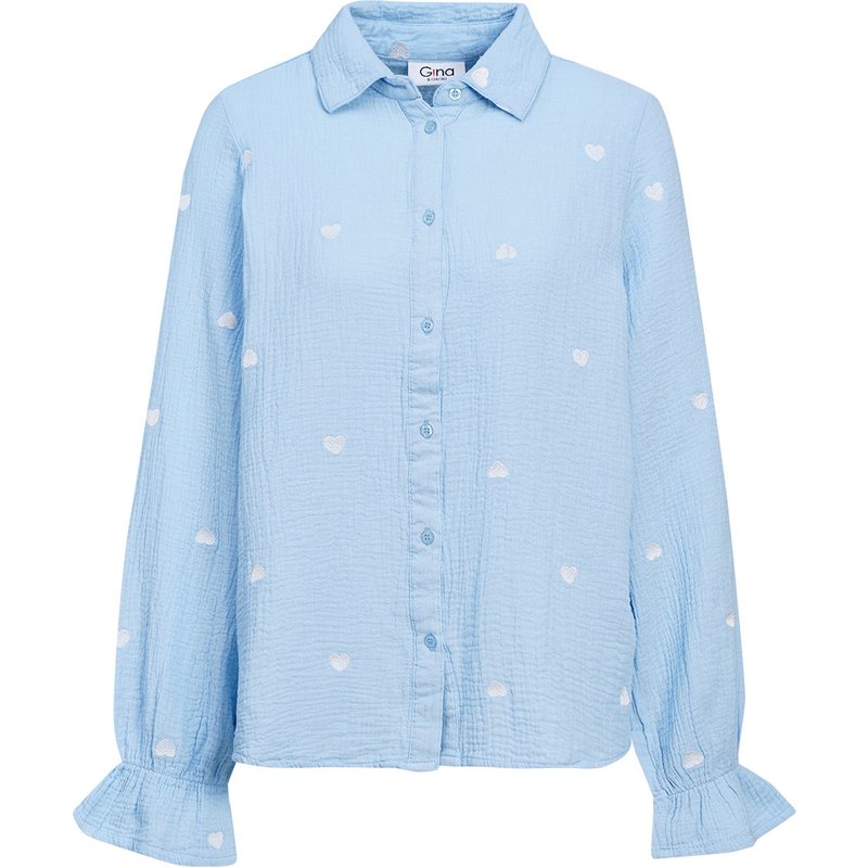 Damen Musselin-Bluse mit Herz-Stickerei