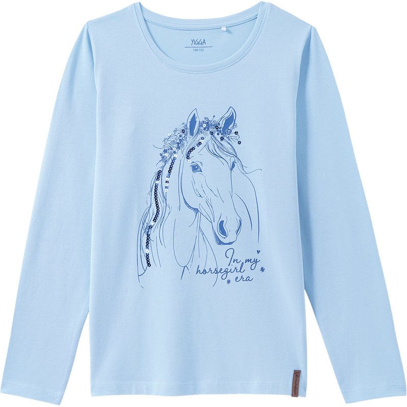 Mädchen Langarmshirt mit Pferde-Motiv