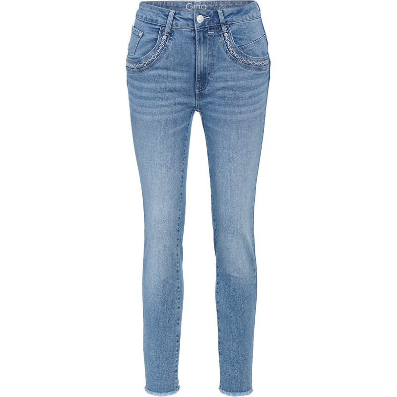 Damen Slim-Jeans mit Used-Waschung