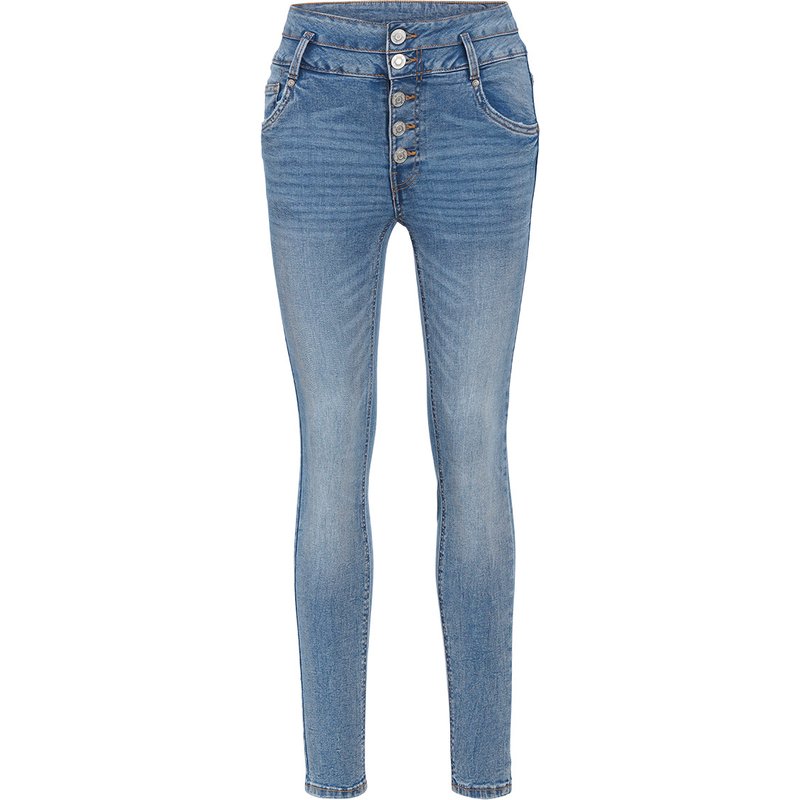 Damen Skinny-Jeans mit großer Knopfleiste