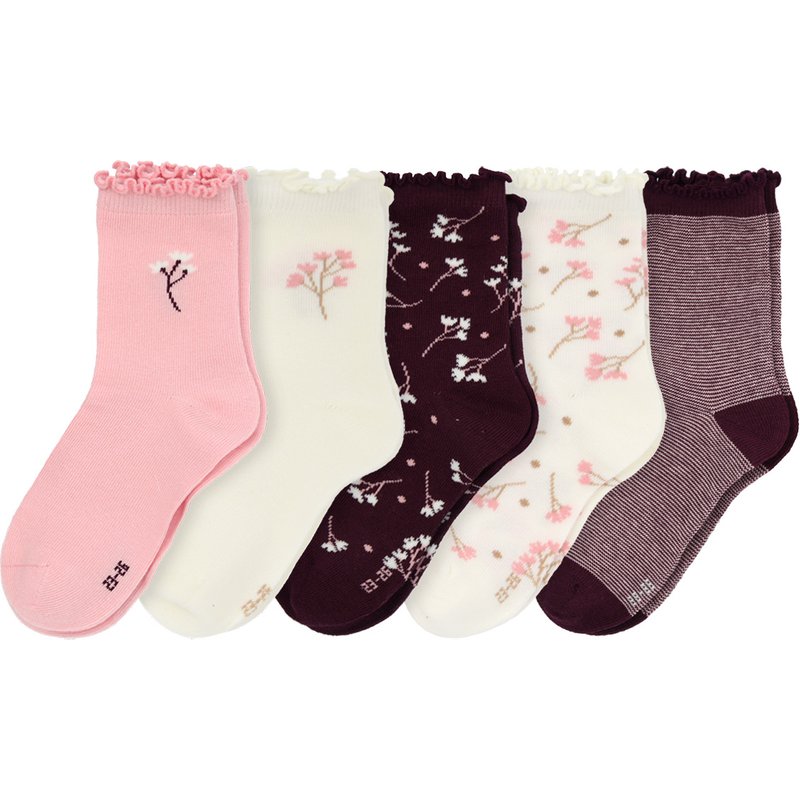 5 Paar Mädchen Socken in verschiedenen Farben