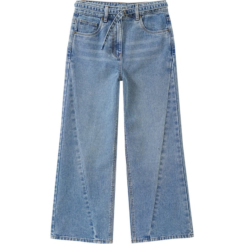 Mädchen Wide-Leg-Jeans mit Gürtel
