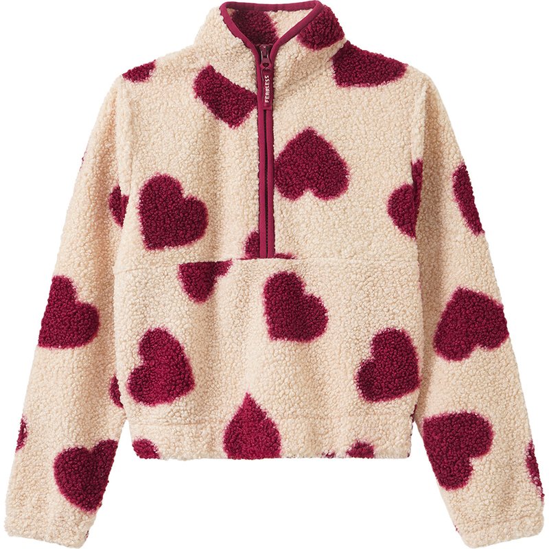 Mädchen Plüsch-Pullover mit Herzen allover