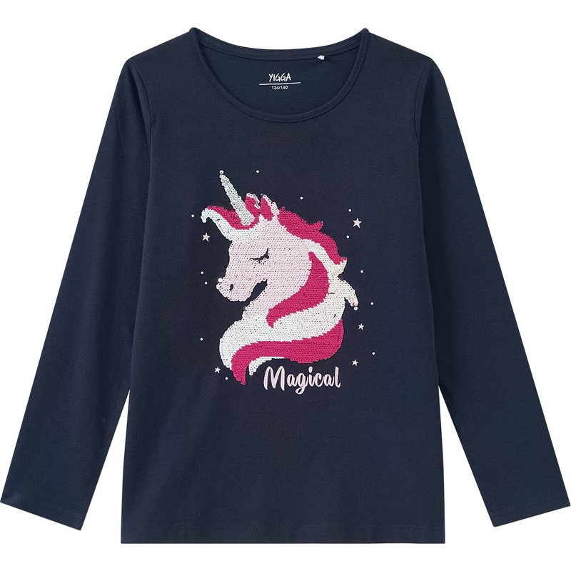 Mädchen Langarmshirt mit Wendepailletten