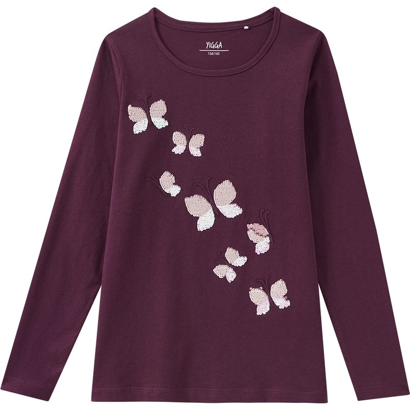 Mädchen Langarmshirt mit Wendepailletten