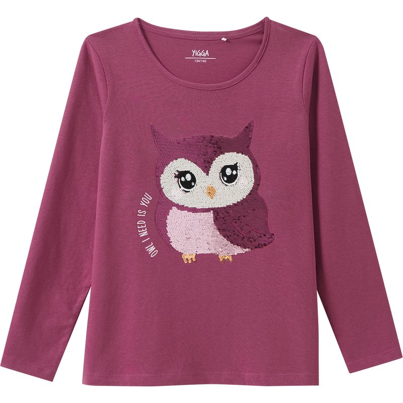 Mädchen Langarmshirt mit Wendepailletten