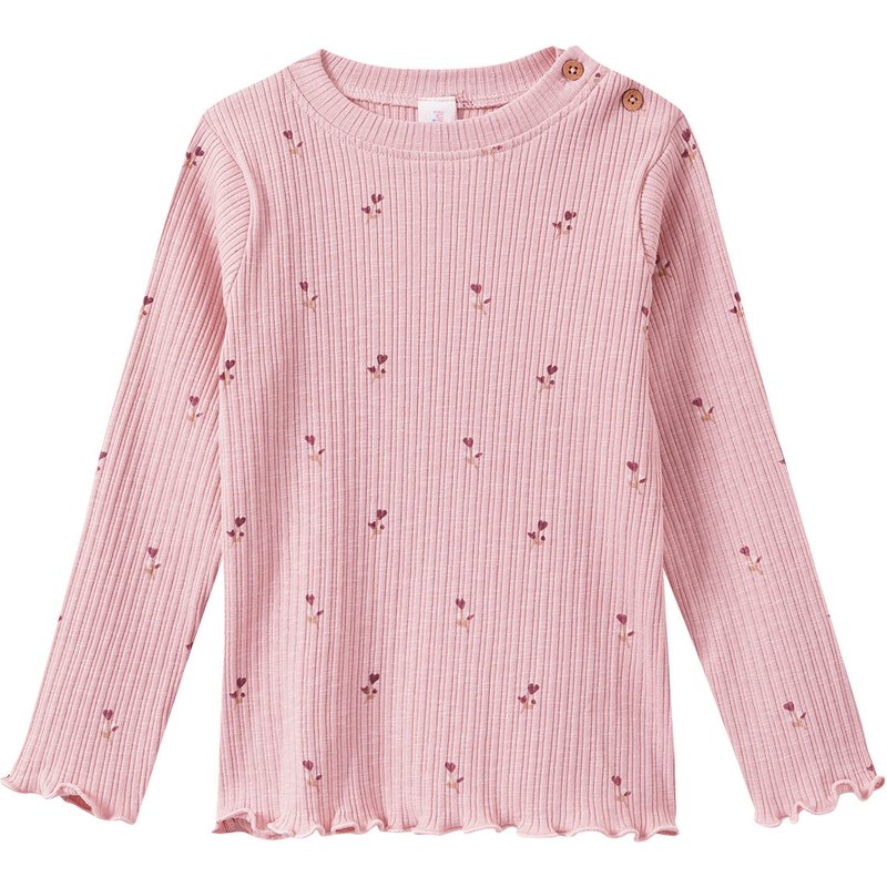 Mädchen Langarmshirt mit Rippstruktur