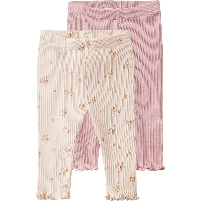 2 Newborn Leggings mit Rippstruktur