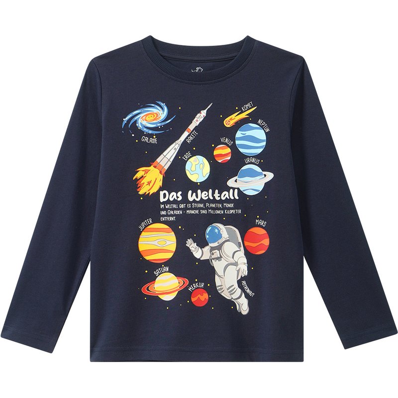 Kinder Langarmshirt mit Weltall-Print