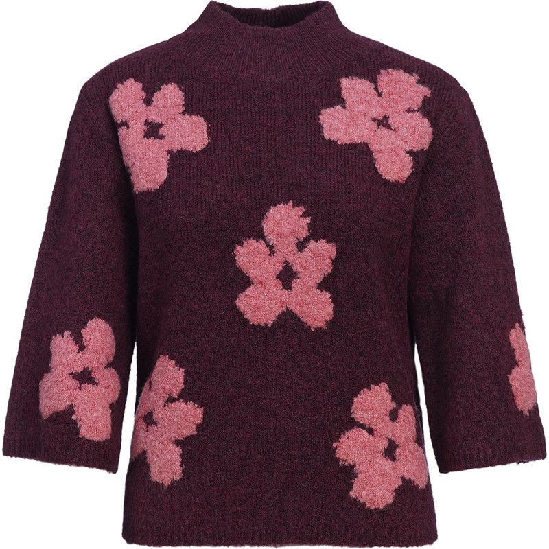 Damen Strickpullover mit Blumenmuster