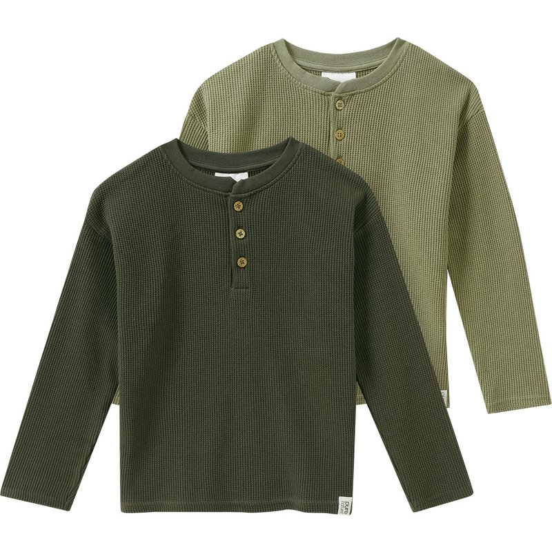 2 Jungen Langarmshirts aus Waffel-Piqué