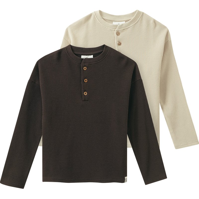 2 Jungen Langarmshirts aus Waffel-Piqué