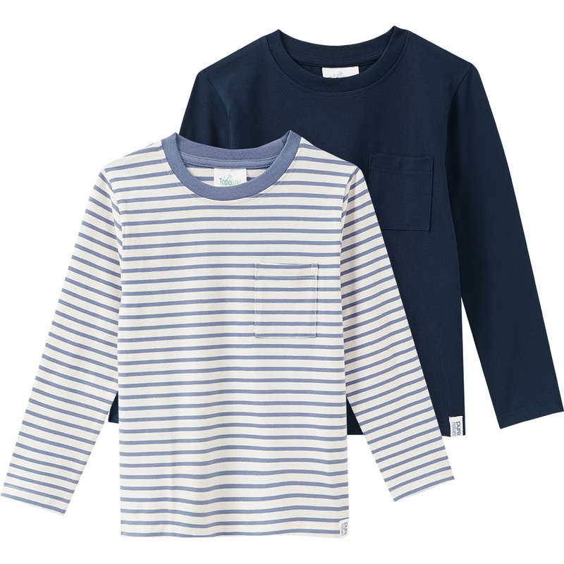 2 Jungen Langarmshirts mit Brusttasche