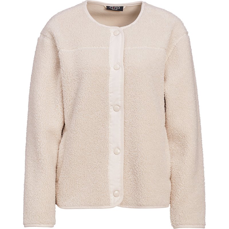 Damen Teddyjacke mit Druckknopfleiste