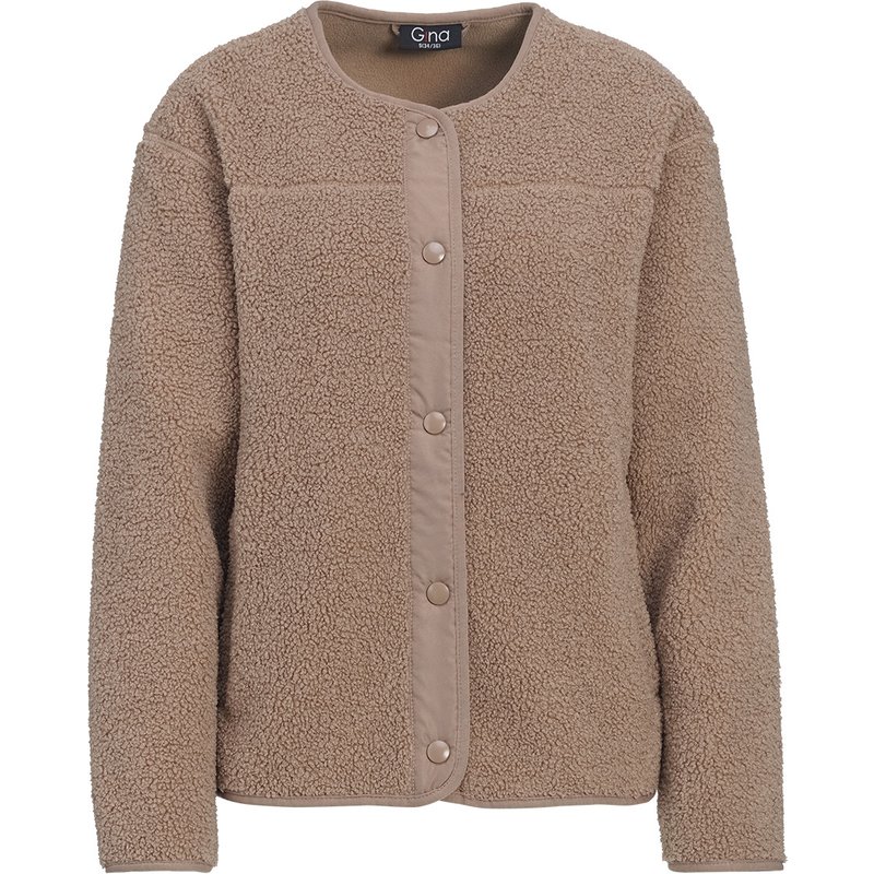 Damen Teddyjacke mit Druckknopfleiste