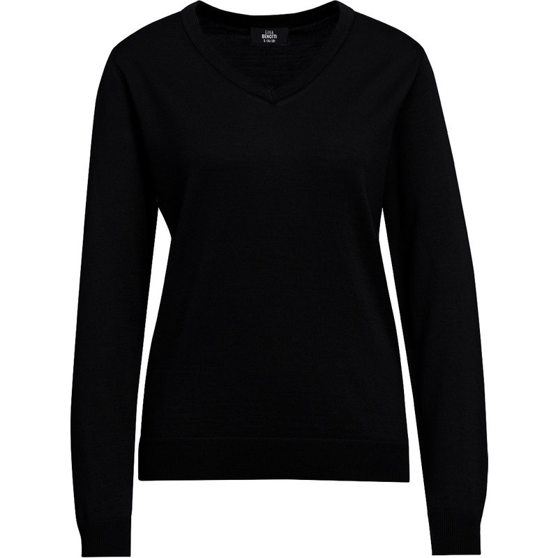 Damen Merino-Langarmshirt mit V-Ausschnitt