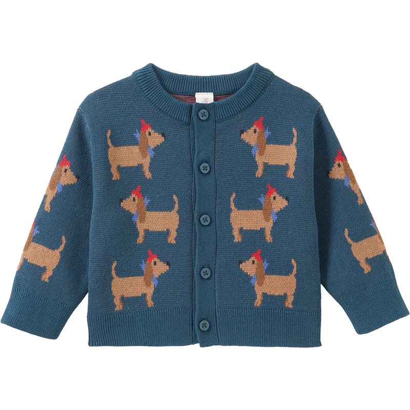 Newborn Strickjacke mit Dackel-Allover