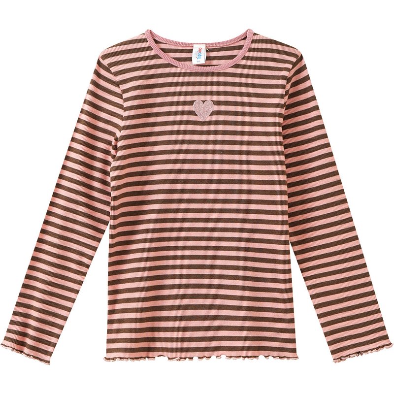 Mädchen Langarmshirt mit Herz-Stickerei