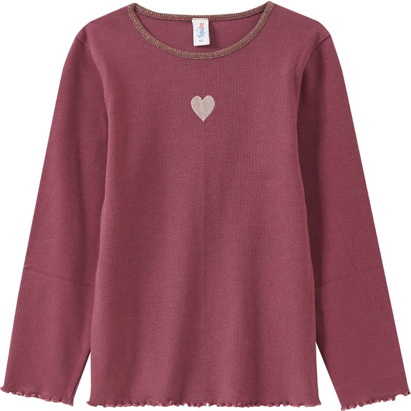 Mädchen Langarmshirt mit Herz-Stickerei