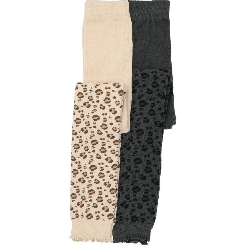 2 Mädchen Leggings mit Leo-Muster